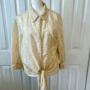 Karen Kane Cream and Gold Button Down Shirt